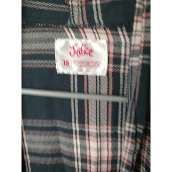 Justice Girls Open Roll Tab Plaid Waterfall Shawl. Size 18 - Picture 8 of 11